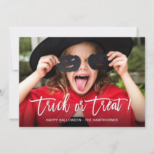 Full Photo Trick or Treat Happy Halloween Holiday Card