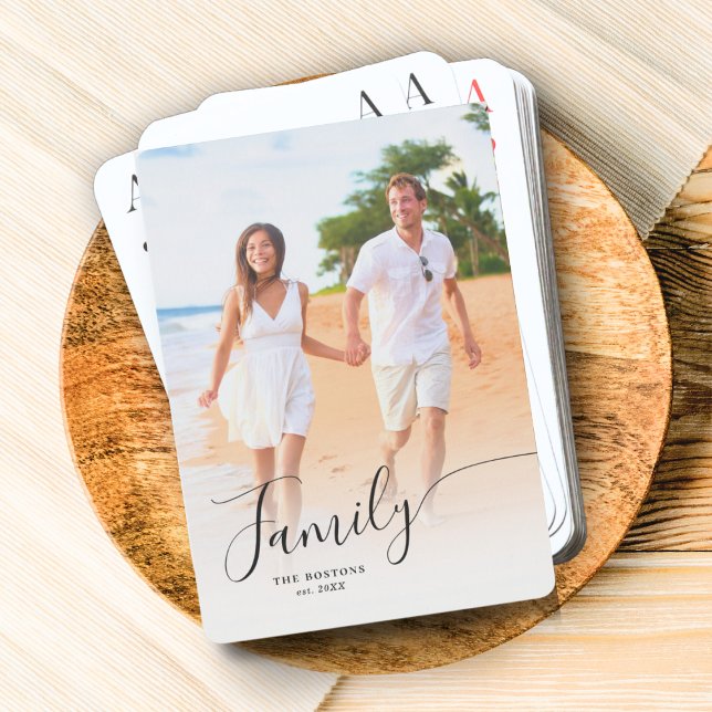Full Photo Vertical Custom Elegant Script Family Poker Cards (Creator Uploaded)
