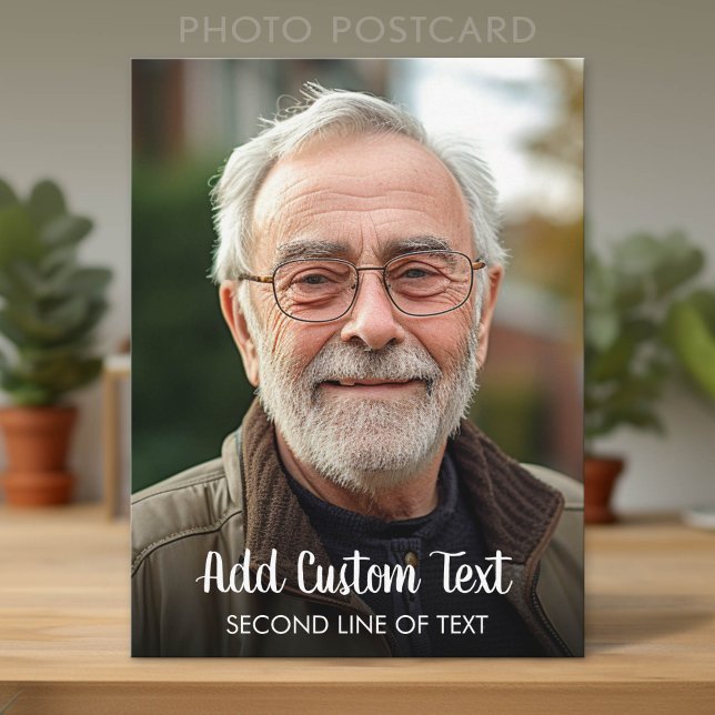 Full Photo - Vertical Custom Modern Script Postcard (Photo Postcard)