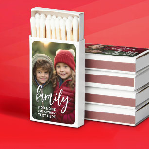 Full Photo - Vertical Custom Script Family Text Matchboxes