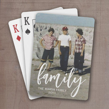 Full Photo - Vertical Custom Script Family Text Playing Cards by MarshEnterprises at Zazzle