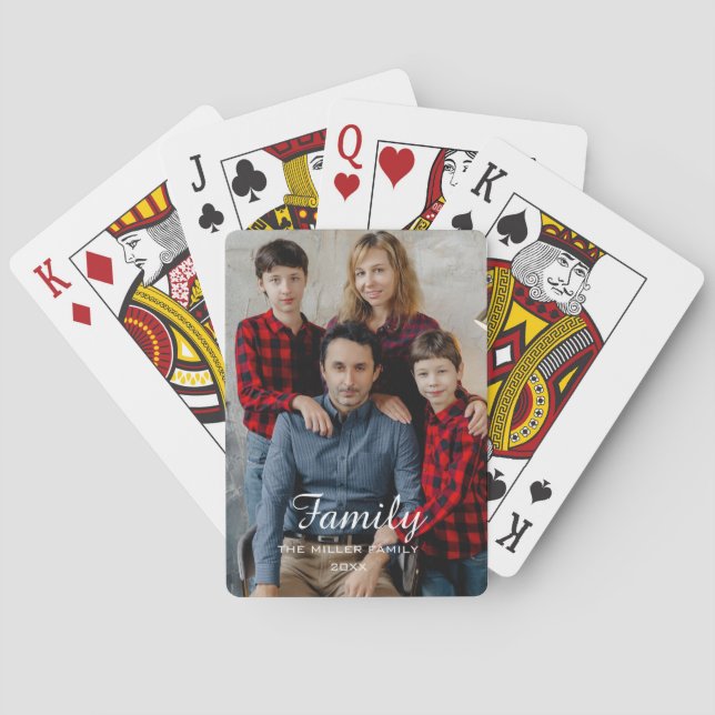 Full Photo - Vertical Custom Script Family Text Poker Cards (Back)