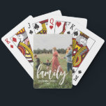 Full Photo - Vertical Custom Script Family Text  Poker Cards<br><div class="desc">A fun way to capture memories and share them with friends. Add a vertical photo and your favorite caption to make a cool gift for friends. A 2nd line of text is available to record the year or add any other text.</div>