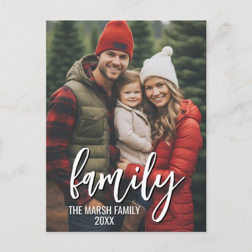 Full Photo - Vertical Custom Script Family Text Postcard