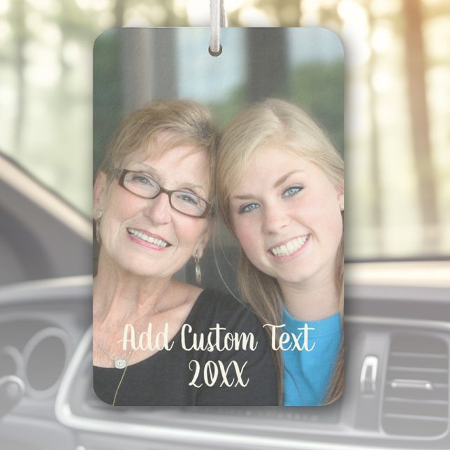 Full Photo - Vertical Portrait Layout Script Text Air Freshener (Personalized Car Air Freshener)