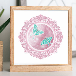 Full Pink Moon   April Moon Illustration Poster