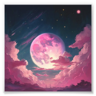 Full pink moon photo print
