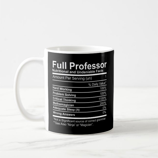 Full Professor Nutritional And Undeniable Facts Coffee Mug (Left)