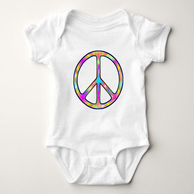 Full Psychedelic Peace Sign Baby Bodysuit (Front)