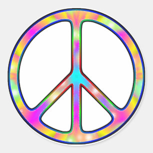 Full Psychedelic Peace Sign Classic Round Sticker