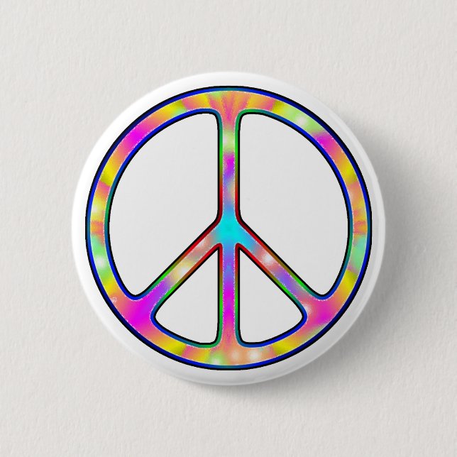 Full Psychedelic Peace Sign Pinback Button (Front)
