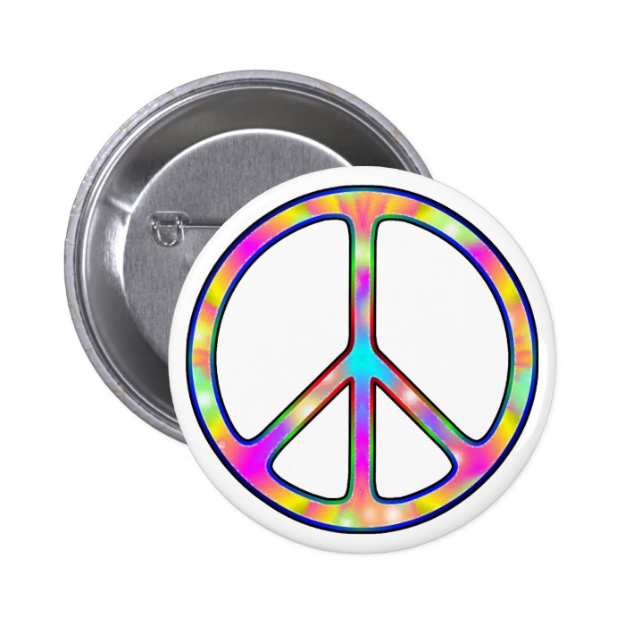 Full Psychedelic Peace Sign Pinback Button
