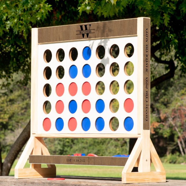 Full Rustic Medium Wood Custom Message Monogram Fast Four (Lawn)