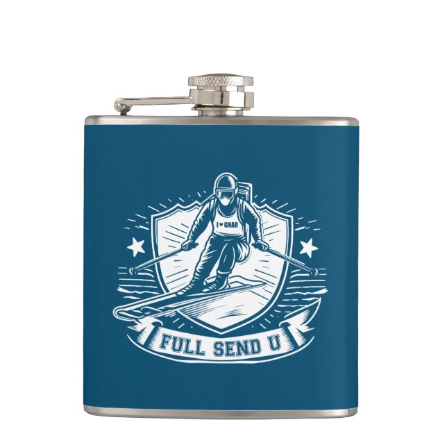 Full Send University Skiing Flask (Front)