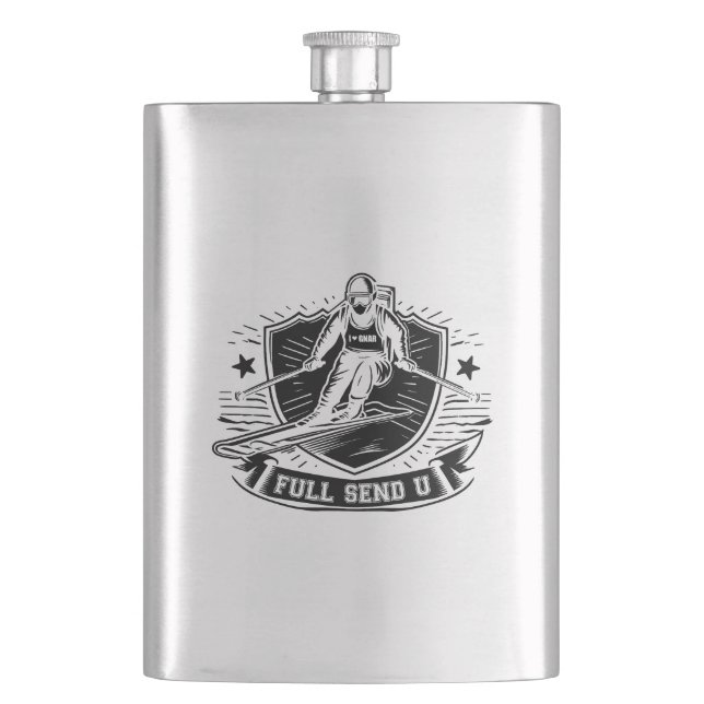 Full Send University Skiing Flask (Front)