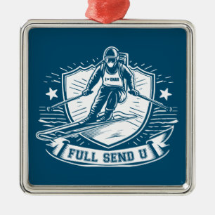 Full Send University Skiing Metal Ornament
