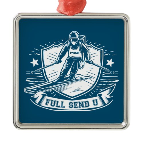 Full Send University Skiing Metal Ornament
