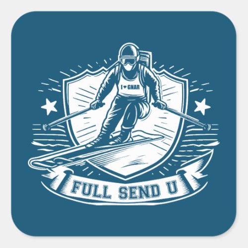Full Send University Skiing Square Sticker