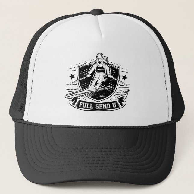 Full Send University Skiing Trucker Hat (Front)