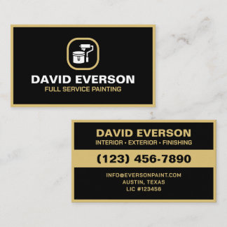 Full Service Painting Gold Accent Black Business Card