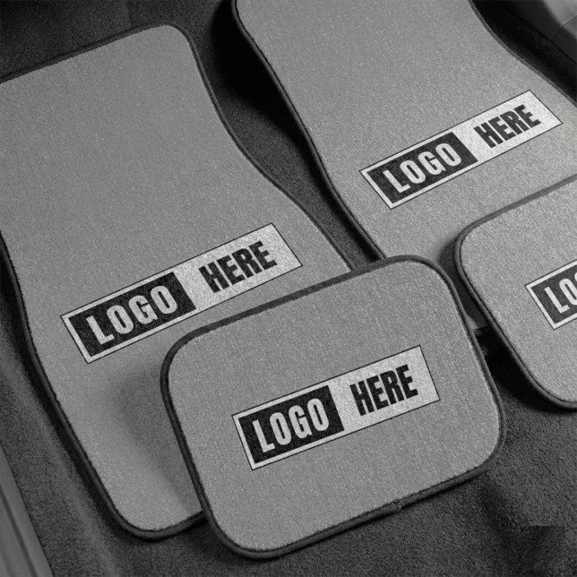 (Full Set) Custom Gray Car Floor Mats with Logo  (Gray logo auto accessory, Brand promotion car interior, Custom car floor liners)