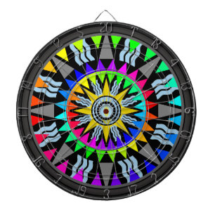Full Spectrum Multi-Target Abstract Art Dartboard With Darts