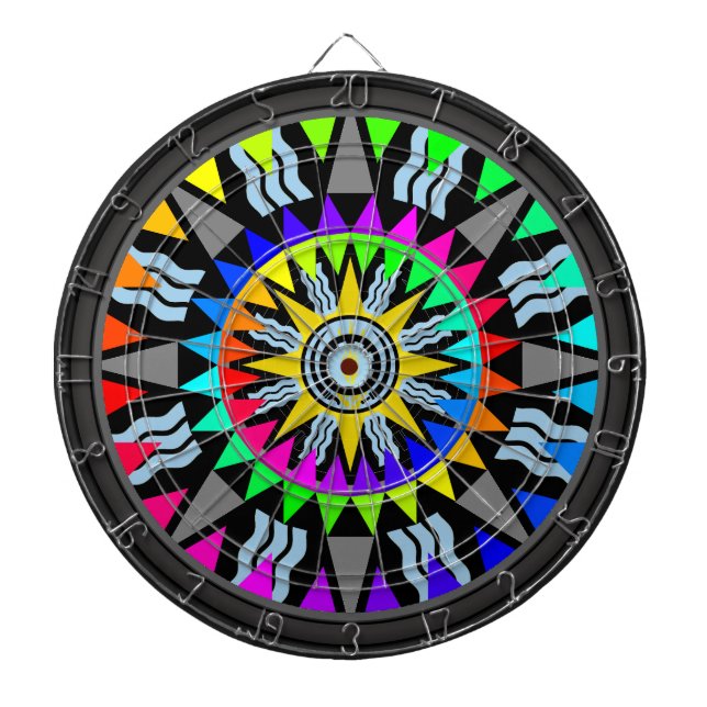 Full Spectrum Multi-Target Abstract Art Dartboard With Darts (Front)