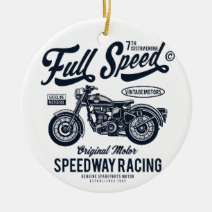 Full Speed Speedway Racing Ceramic Ornament