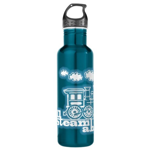 full steam ahead blue train drinks bottle