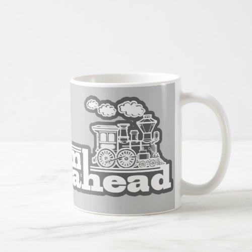 full steam ahead grey steam train logo mug
