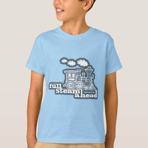 full steam ahead loco train blue kids t_shirt