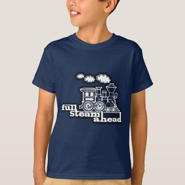 "full steam ahead" loco train dark kids t-shirt (Front)