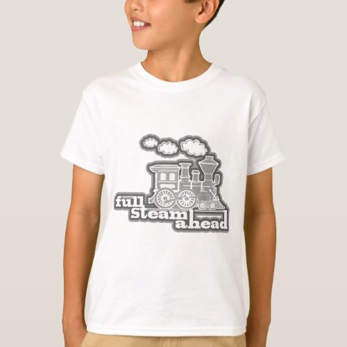 Full steam ahead loco train gray kids t_shirt