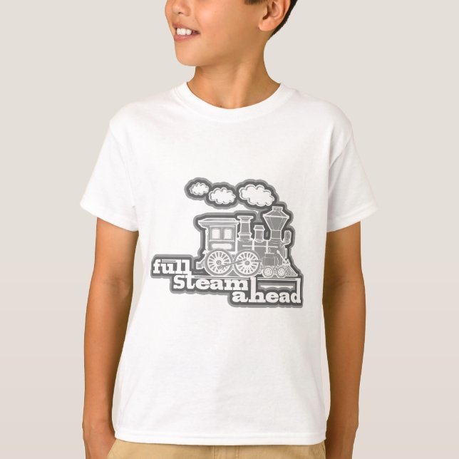 Full steam ahead loco train gray kids t-shirt (Front)