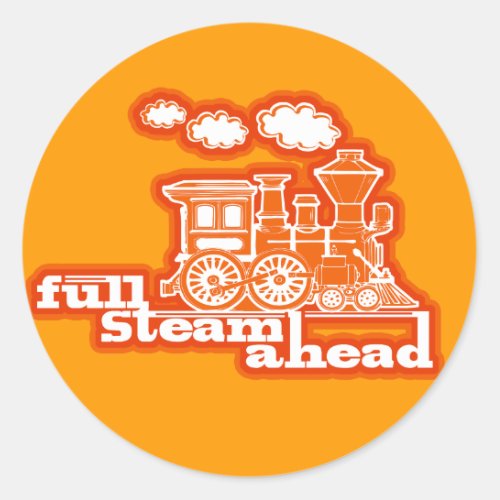 full steam ahead loco train kids orange sticker