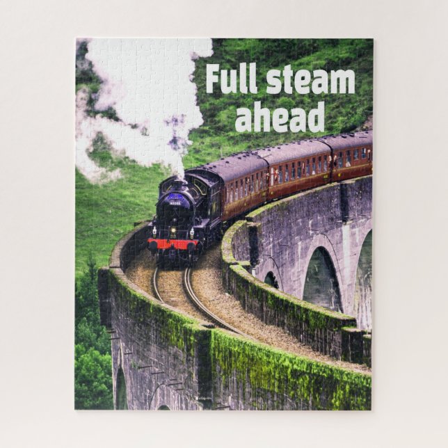 Full steam ahead Locomotive Train on Bridge Jigsaw Puzzle (Vertical)