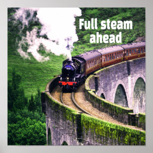 Full steam ahead Locomotive Train on Bridge Poster