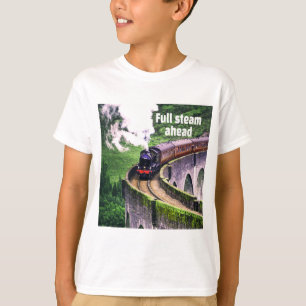 Full steam ahead Locomotive Train on Bridge T-Shirt