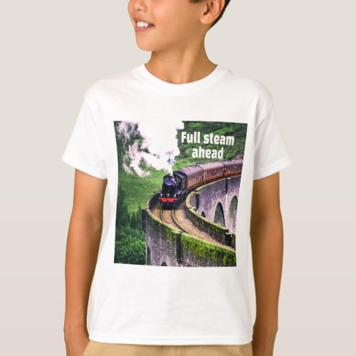 Full steam ahead Locomotive Train on Bridge T_Shirt