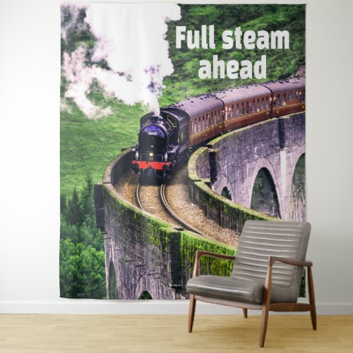 Full steam ahead Locomotive Train on Bridge Tapestry