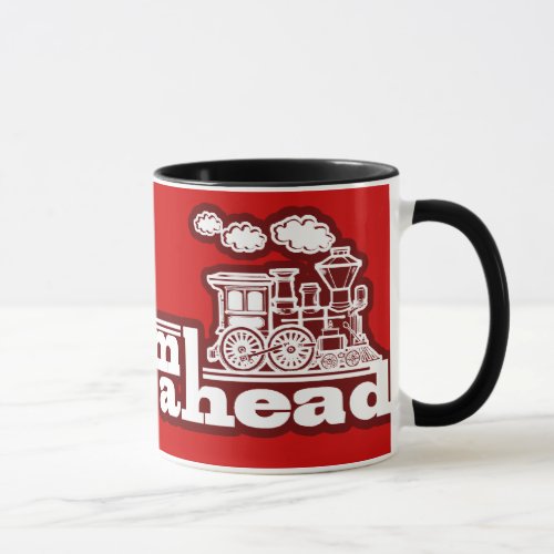 Full steam ahead red steam train mug