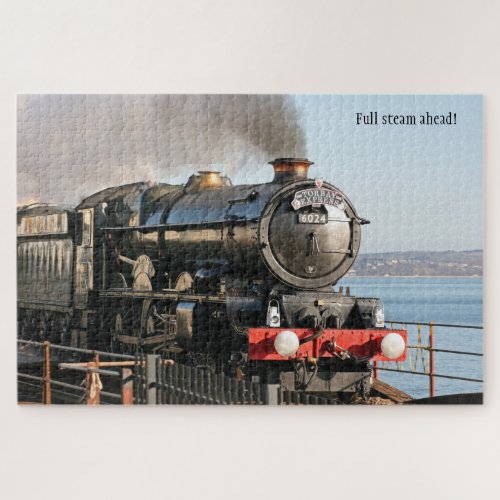 Full steam ahead vintage train personalised jigsaw puzzle