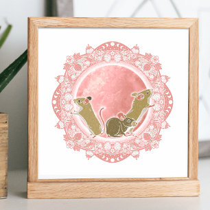 Full Strawberry Moon June Moon Illustration Poster