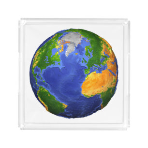 Full The Earth Showing Topographic Data. Acrylic Tray