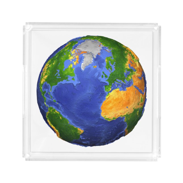 Full The Earth Showing Topographic Data. Acrylic Tray (Front)
