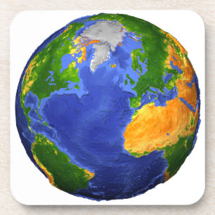 Full The Earth Showing Topographic Data. Beverage Coaster