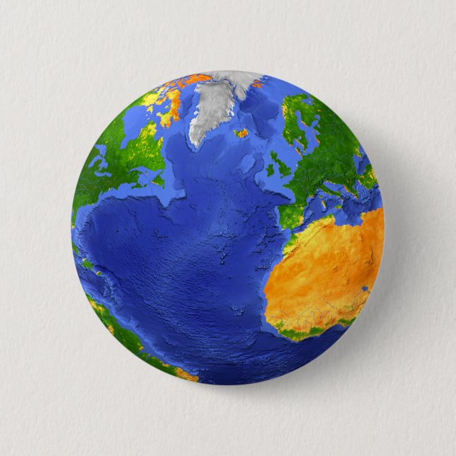Full The Earth Showing Topographic Data. Button (Front)
