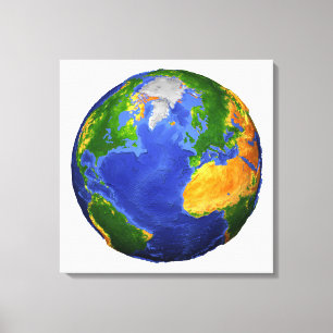Full The Earth Showing Topographic Data. Canvas Print