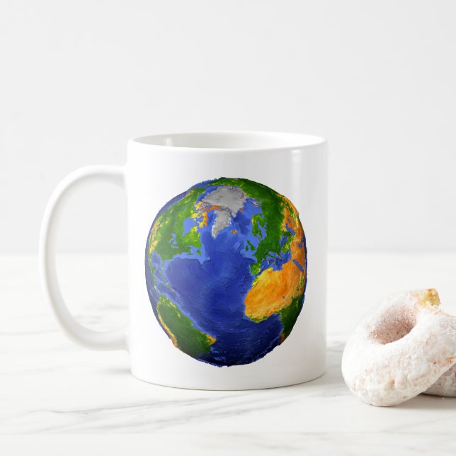 Full The Earth Showing Topographic Data. Coffee Mug (With Donut)