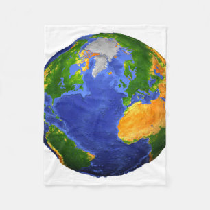Full The Earth Showing Topographic Data. Fleece Blanket